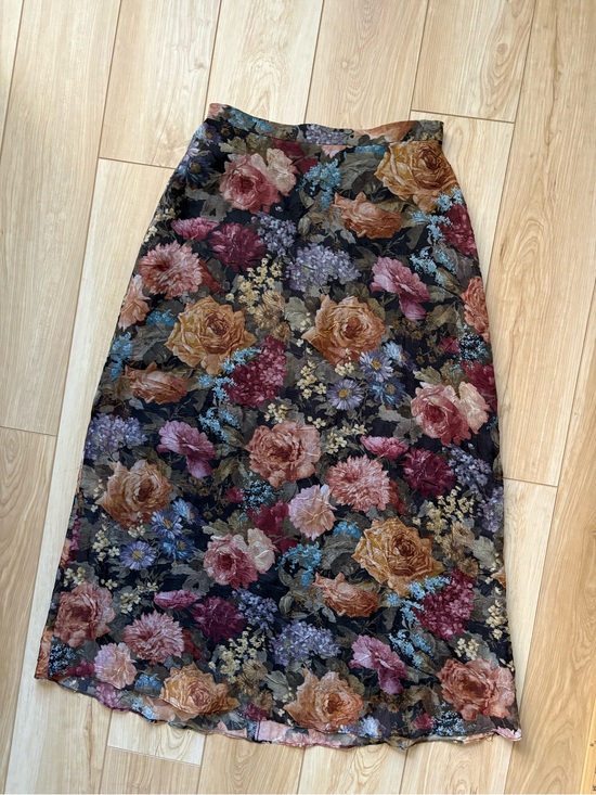 American Vintage Dresses & Skirts - Vintage Whimsigoth Dark Fairy Grunge Indie Festival Floral Midi Skirt